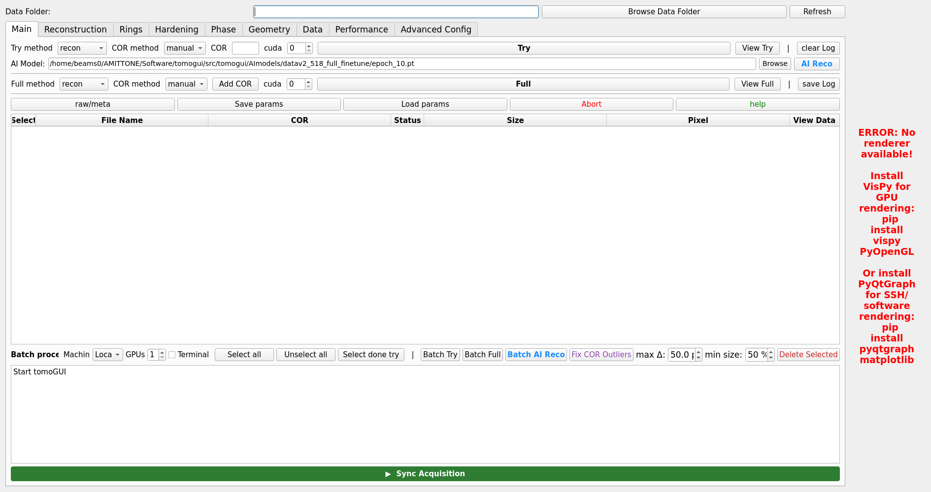 TomoGUI main window